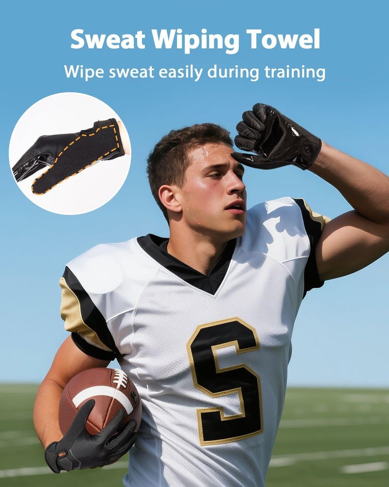 Pixel Panda Football Gloves Adult Youth, Black White Receiver Football Gloves Men with Pro-Grade Sticky Grip, Breathable Wide Receiver Glove Gifts for High Training Performance - Image 4